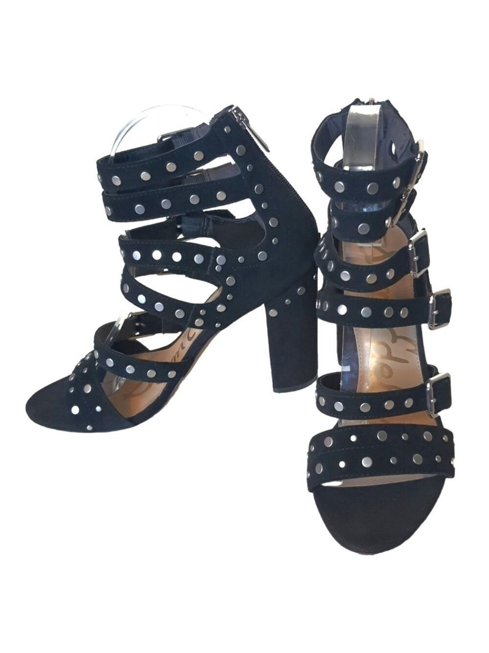 Sam Edelman Studded Strappy Buckled Heels Womens 7.5 - Picture 15 of 16